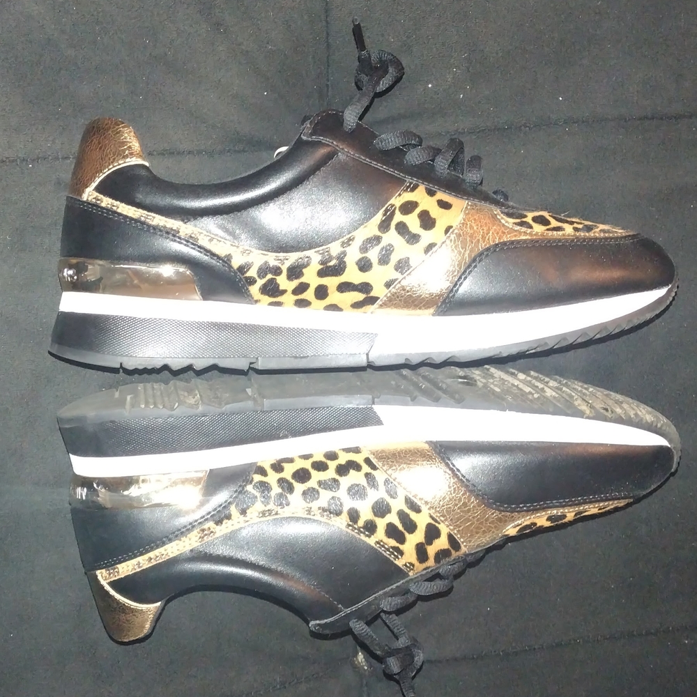 Leopard Print and Black Sneakers And Purse Combo